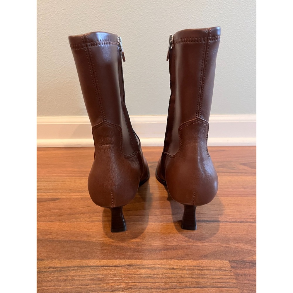 DOLCE VITA Arya Chocolate Brown Faux Leather Heeled Ankle Boots Womens Size 8.5 - Picture 5 of 9